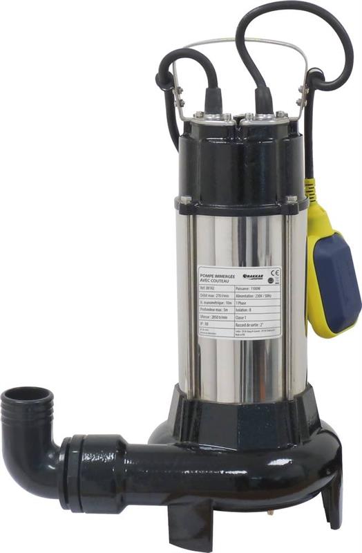 Pompe à eau immergée automatique fonte avec couteau - 16200 L/h - 1100W avec flotteur - Drakkar Equipement 08182